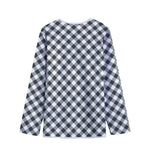 Shadow Grey And White Gingham Print Long Sleeve Short Coat