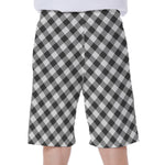Shadow Grey And White Gingham Print Men's Beach Shorts