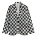 Shadow Grey And White Gingham Print Men's Cotton Blazer