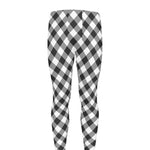 Shadow Grey And White Gingham Print Men's leggings