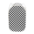 Shadow Grey And White Gingham Print Mesh Laundry Hamper