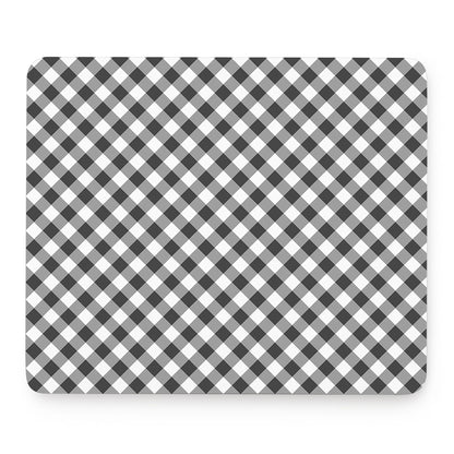Shadow Grey And White Gingham Print Mouse Pad