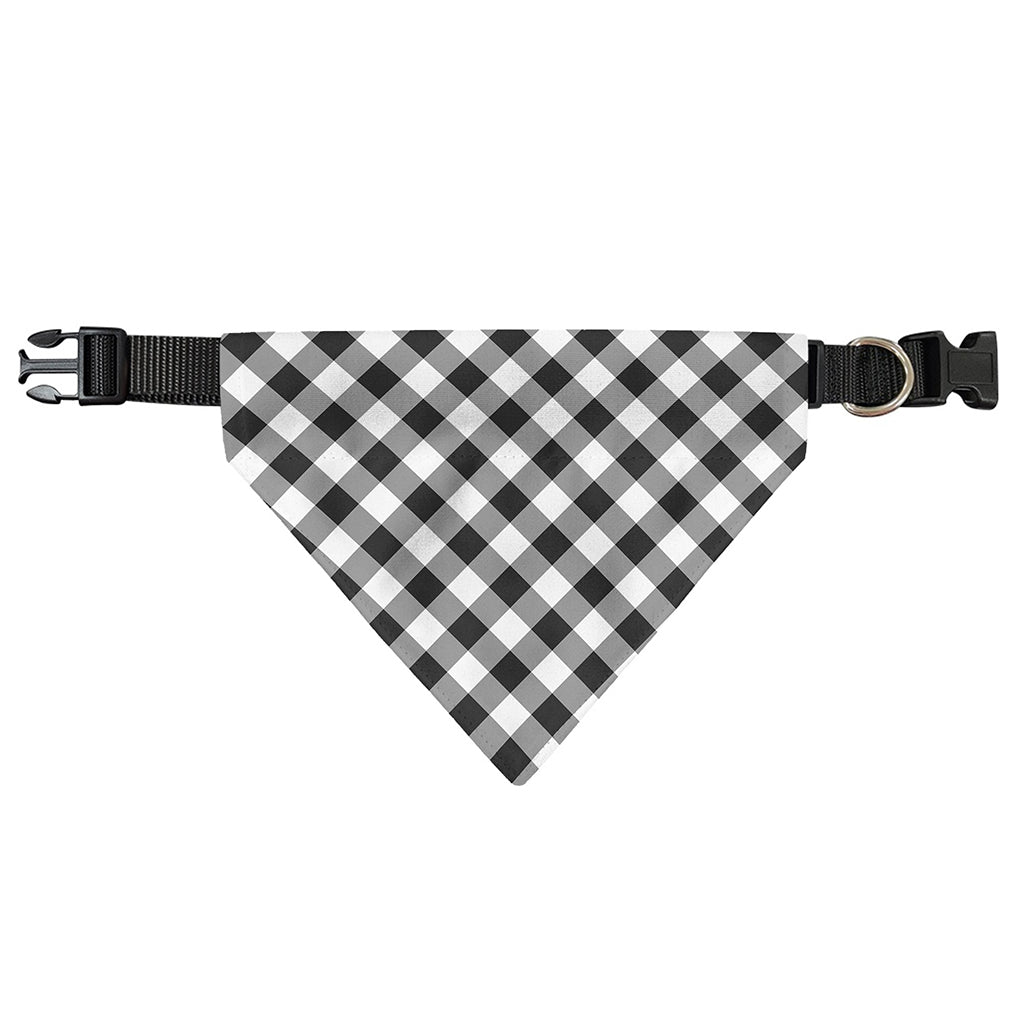 Shadow Grey And White Gingham Print Over The Collar Dog Bandana