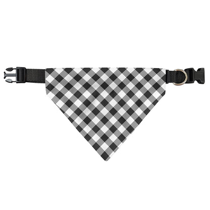 Shadow Grey And White Gingham Print Over The Collar Dog Bandana