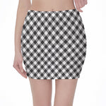 Shadow Grey And White Gingham Print Pencil Mini Skirt