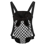 Shadow Grey And White Gingham Print Pet Carrier Backpack