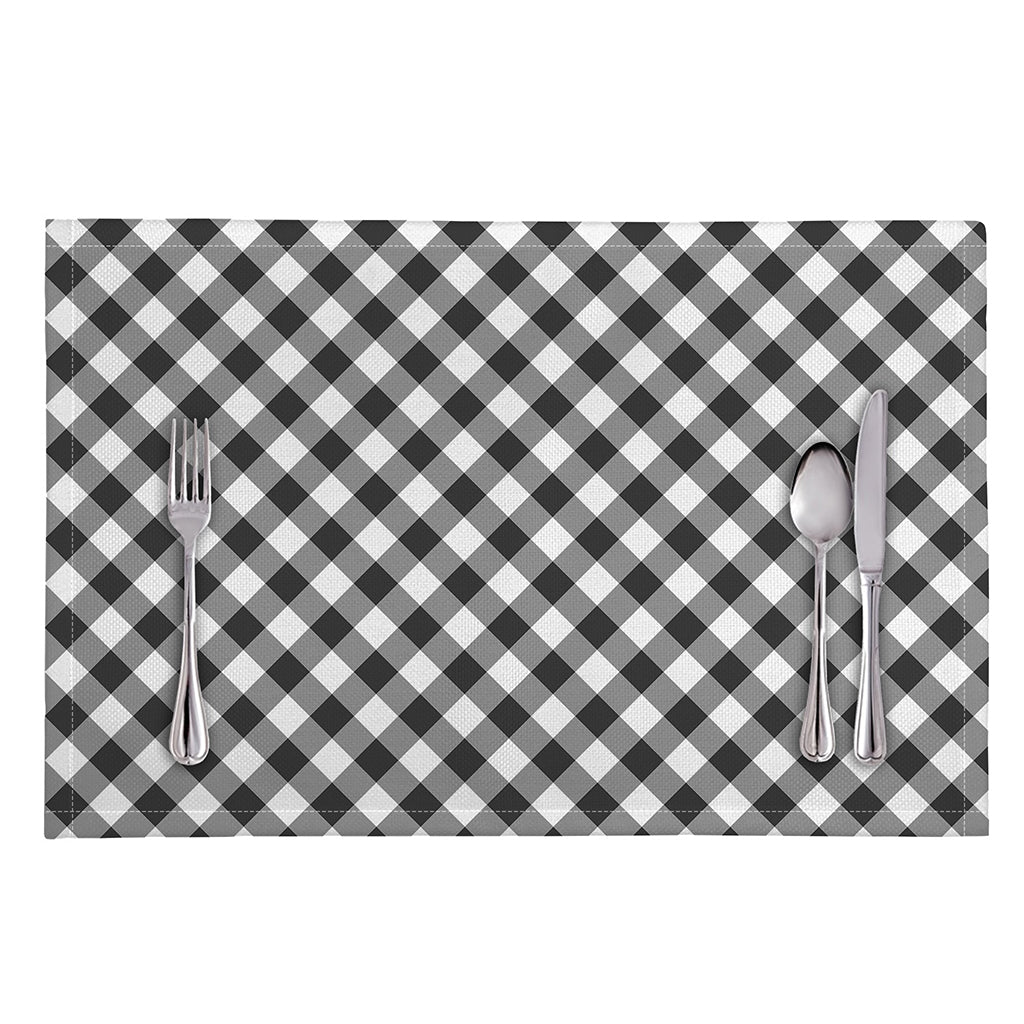 Shadow Grey And White Gingham Print Placemat