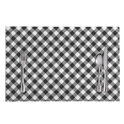 Shadow Grey And White Gingham Print Placemat