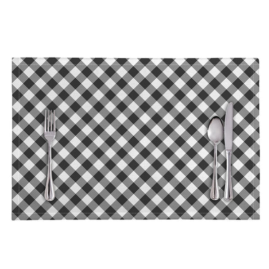 Shadow Grey And White Gingham Print Placemat