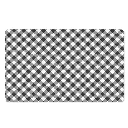 Shadow Grey And White Gingham Print Polyester Doormat