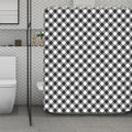 Shadow Grey And White Gingham Print Polyester Shower Curtain