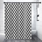 Shadow Grey And White Gingham Print Premium Shower Curtain