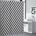 Shadow Grey And White Gingham Print Premium Shower Curtain