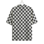 Shadow Grey And White Gingham Print Rayon Hawaiian Shirt