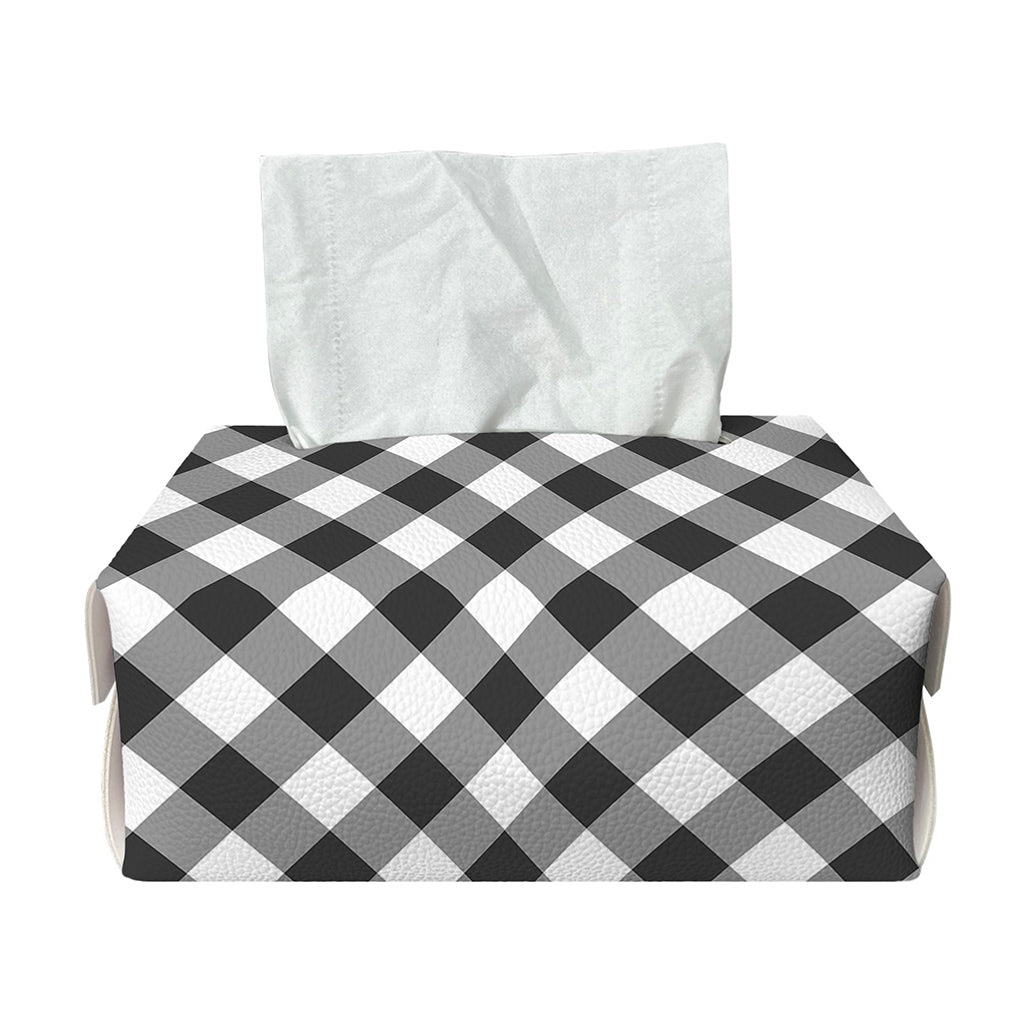 Shadow Grey And White Gingham Print Rectangle Tissue Box Cover