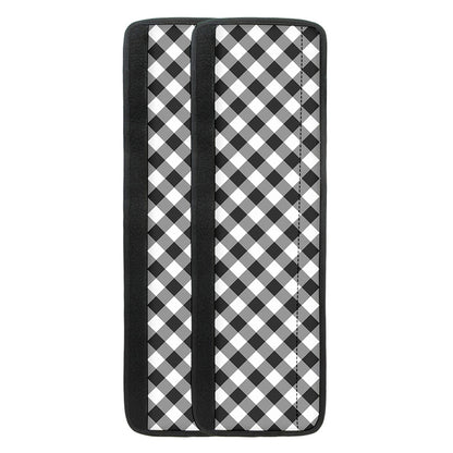 Shadow Grey And White Gingham Print Refrigerator Handle Covers