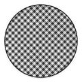 Shadow Grey And White Gingham Print Round Floor Mat