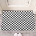 Shadow Grey And White Gingham Print Rubber Doormat