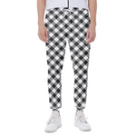 Shadow Grey And White Gingham Print Scuba Joggers