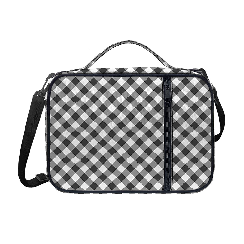 Shadow Grey And White Gingham Print Shoulder Strap Bible Bag