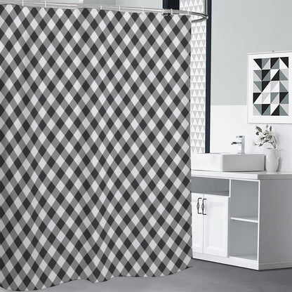 Shadow Grey And White Gingham Print Shower Curtain