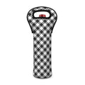 Shadow Grey And White Gingham Print Single Neoprene Wine Tote