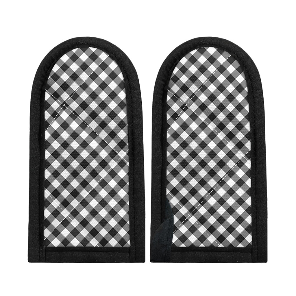 Shadow Grey And White Gingham Print Skillet Handle Cover