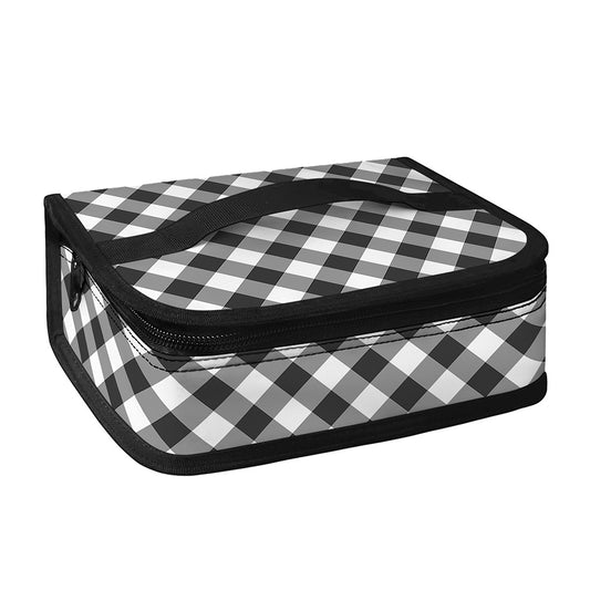 Shadow Grey And White Gingham Print Small Lunch Bag