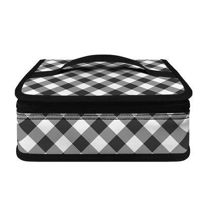 Shadow Grey And White Gingham Print Small Lunch Bag