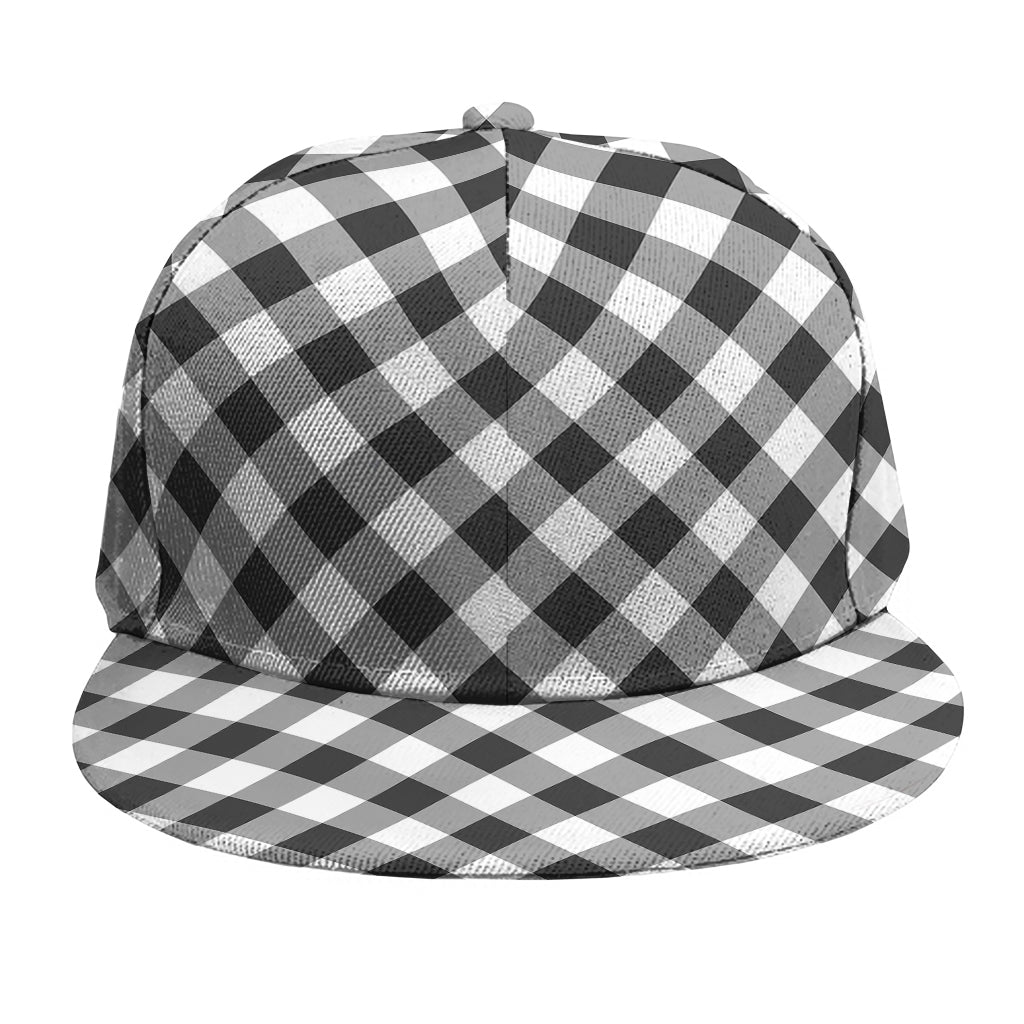 Shadow Grey And White Gingham Print Snapback Cap
