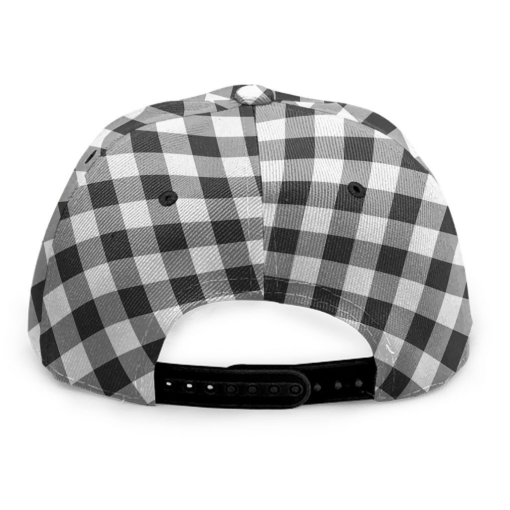 Shadow Grey And White Gingham Print Snapback Cap