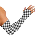 Shadow Grey And White Gingham Print Sun Protection Arm Sleeves