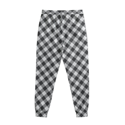 Shadow Grey And White Gingham Print Sweatpants