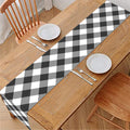 Shadow Grey And White Gingham Print Table Runner