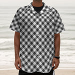 Shadow Grey And White Gingham Print Textured Short Sleeve Shirt