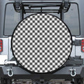 Shadow Grey And White Gingham Print Tire Cover