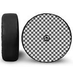 Shadow Grey And White Gingham Print Tire Cover With Camera Hole