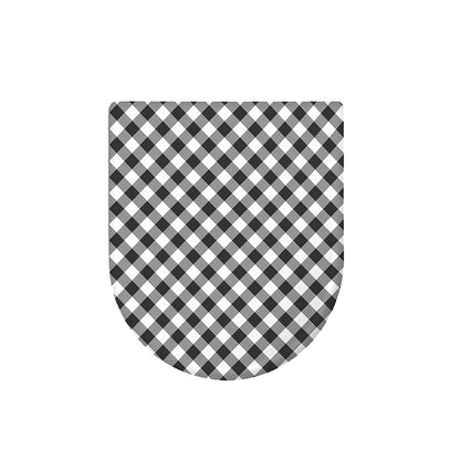 Shadow Grey And White Gingham Print Toilet Lid Cover