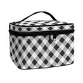 Shadow Grey And White Gingham Print Travel Makeup Bag