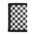 Shadow Grey And White Gingham Print Trifold Wallet