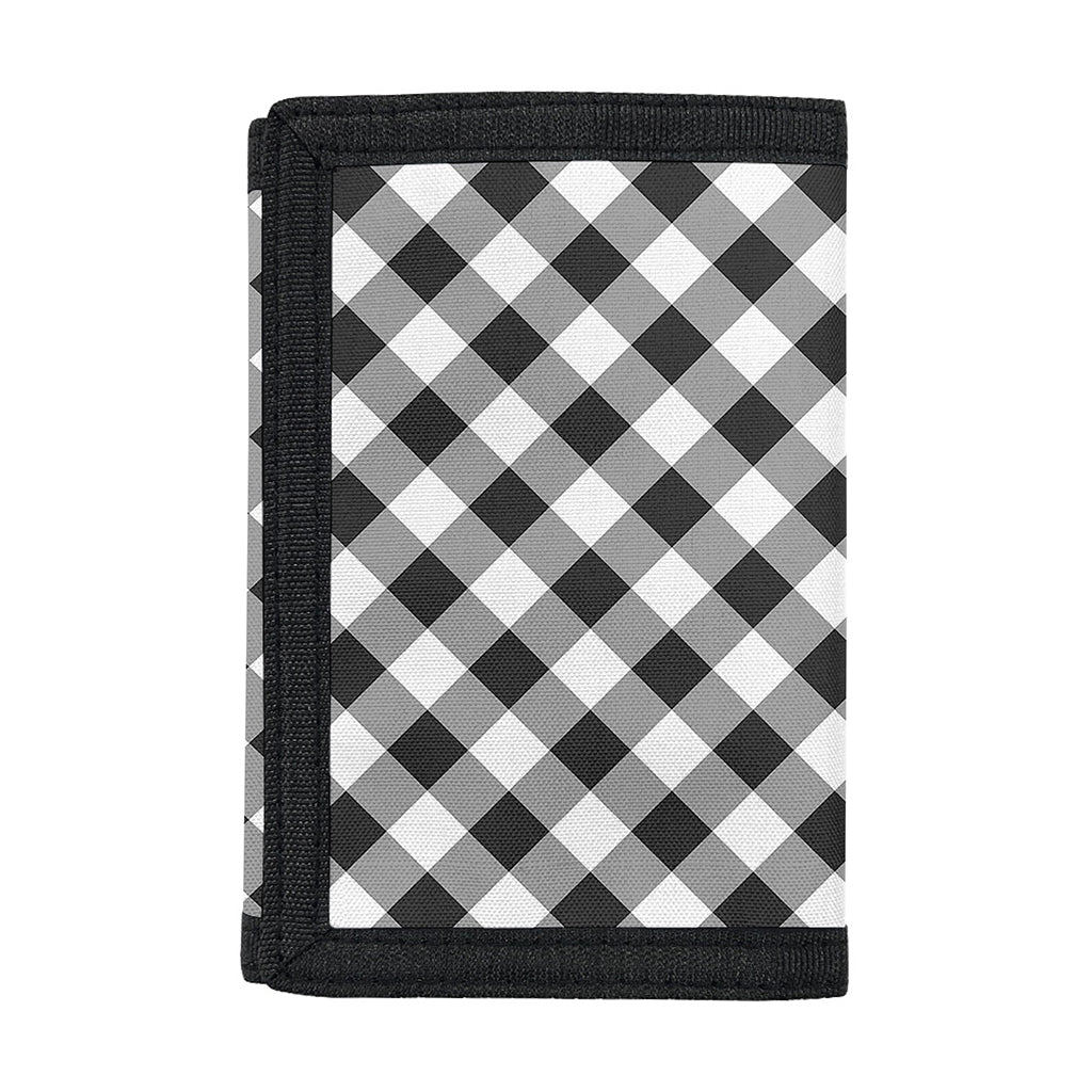 Shadow Grey And White Gingham Print Trifold Wallet