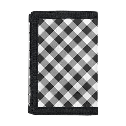 Shadow Grey And White Gingham Print Trifold Wallet
