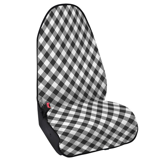 Shadow Grey And White Gingham Print Waterproof Car Seat Cover