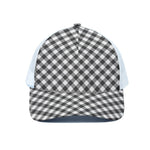 Shadow Grey And White Gingham Print White Mesh Trucker Cap