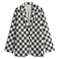 Shadow Grey And White Gingham Print Women's Cotton Blazer