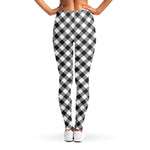 Shadow Grey And White Gingham Print Women's Leggings