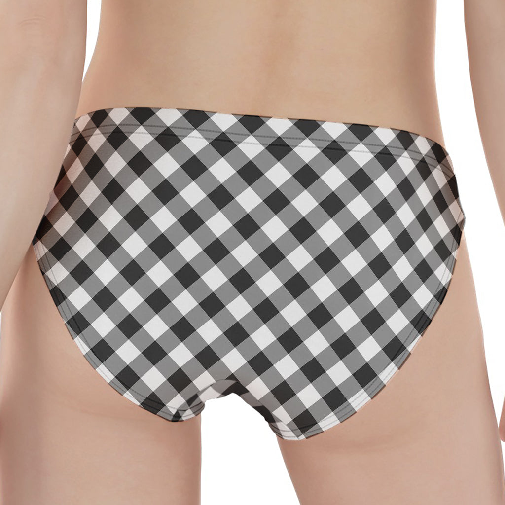 Shadow Grey And White Gingham Print Women's Panties