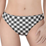 Shadow Grey And White Gingham Print Women's Thong