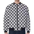 Shadow Grey And White Gingham Print Zip Sleeve Bomber Jacket