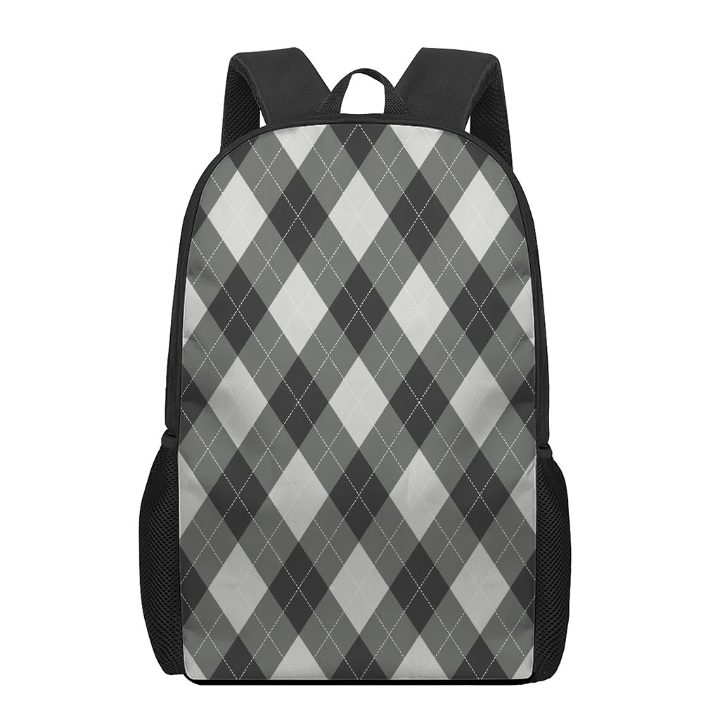 Shadow Grey Argyle Pattern Print 17 Inch Backpack